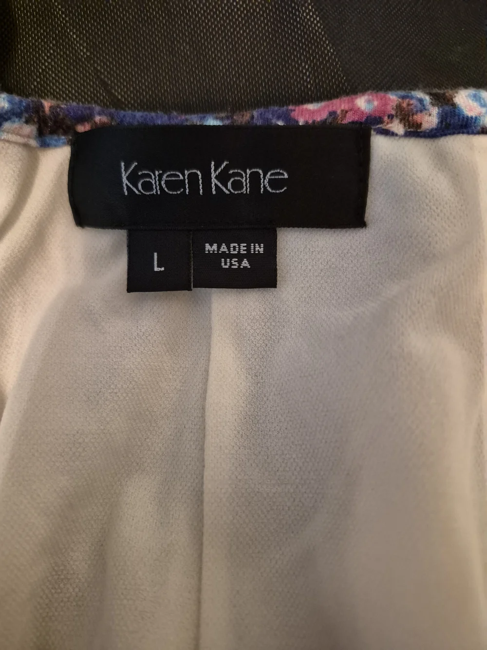 Karen Kane Cream Midi Dress with Purple Floral Print Large